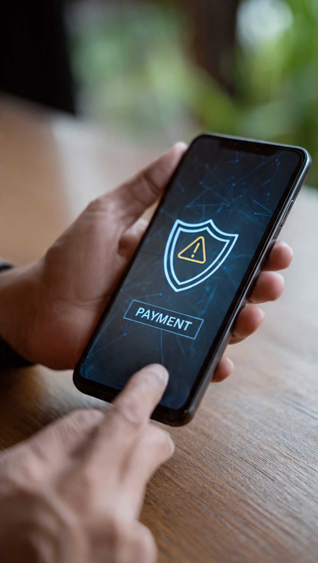 smartphone payment app with safety shield icon upi fraud prevention