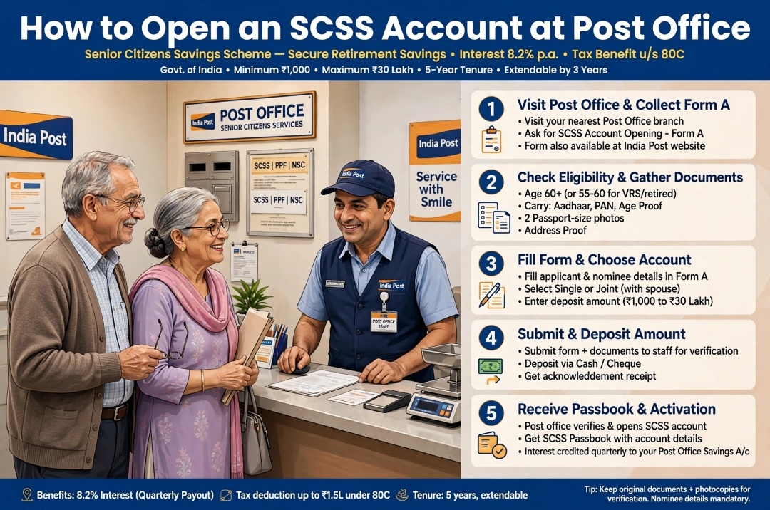 how to open scss account post office 2026 step by step