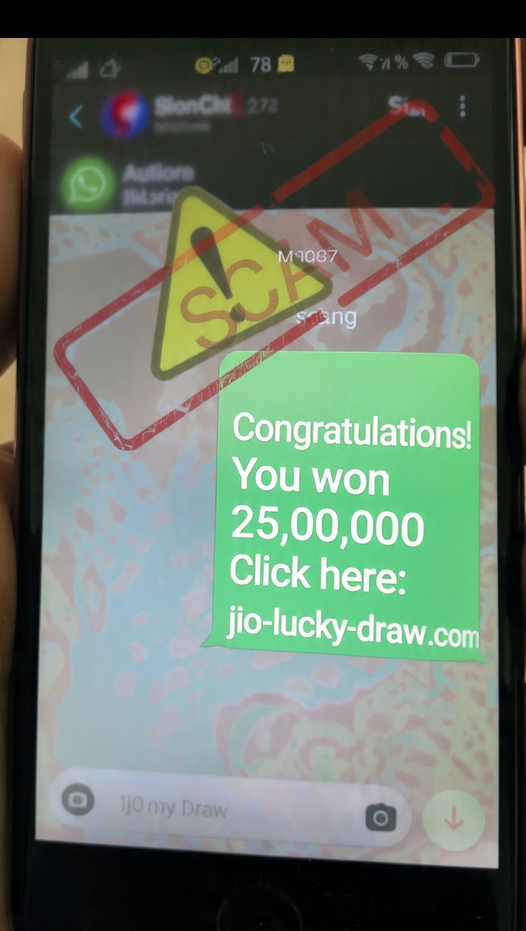 fake whatsapp lottery scam message 2026