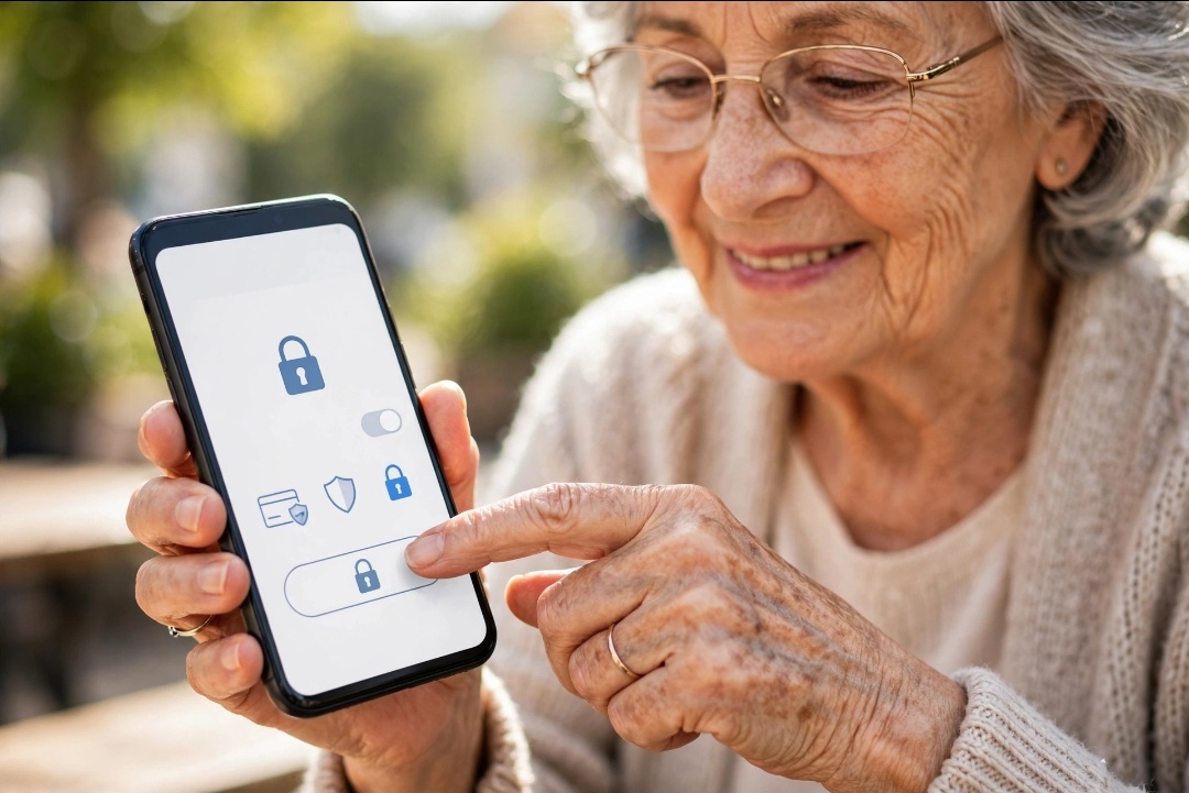 senior freezing bank card using mobile banking app USA