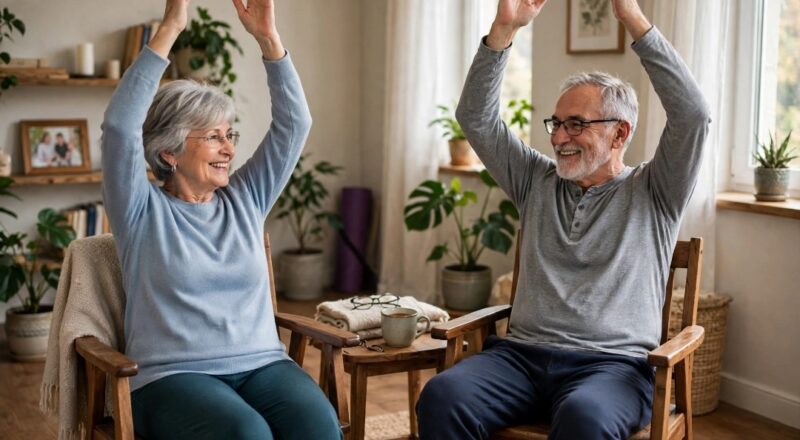 simple yoga exercises for seniors at home chair yoga featured