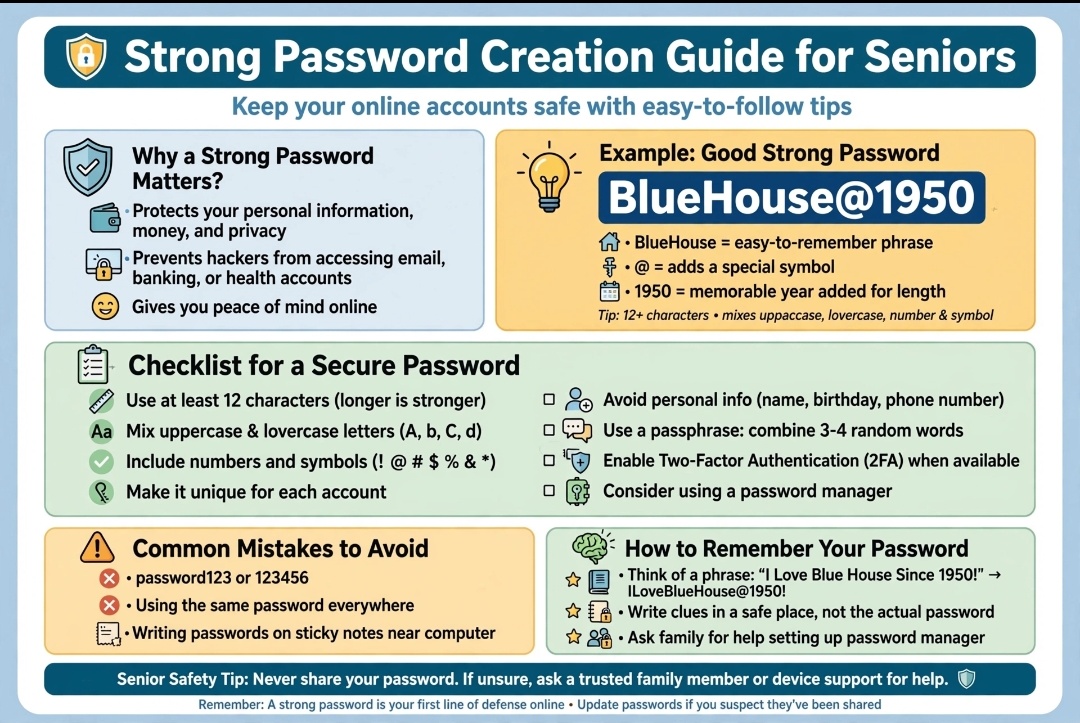 strong password guide for seniors BlueHouse@1950 example 2026