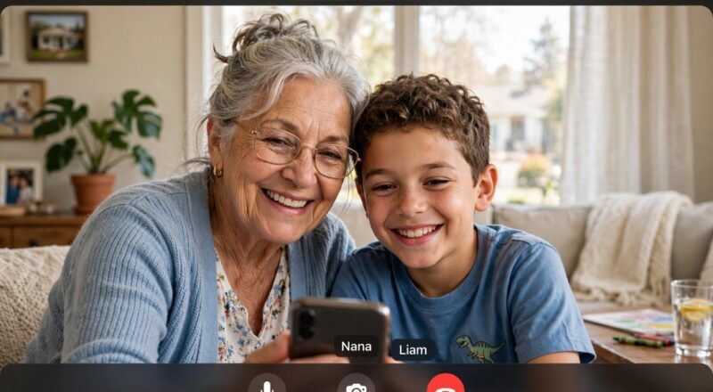happy grandmother and grandson safe whatsapp video call end to end encrypted 2026
