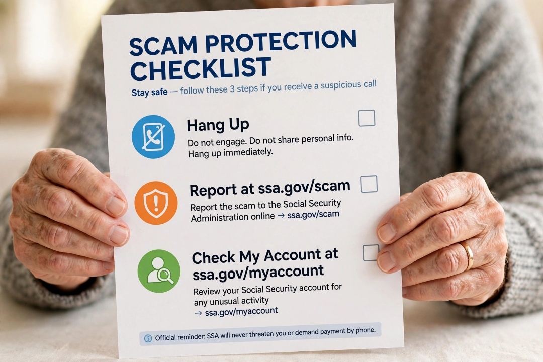 3 step checklist after social security scam call hang up report check