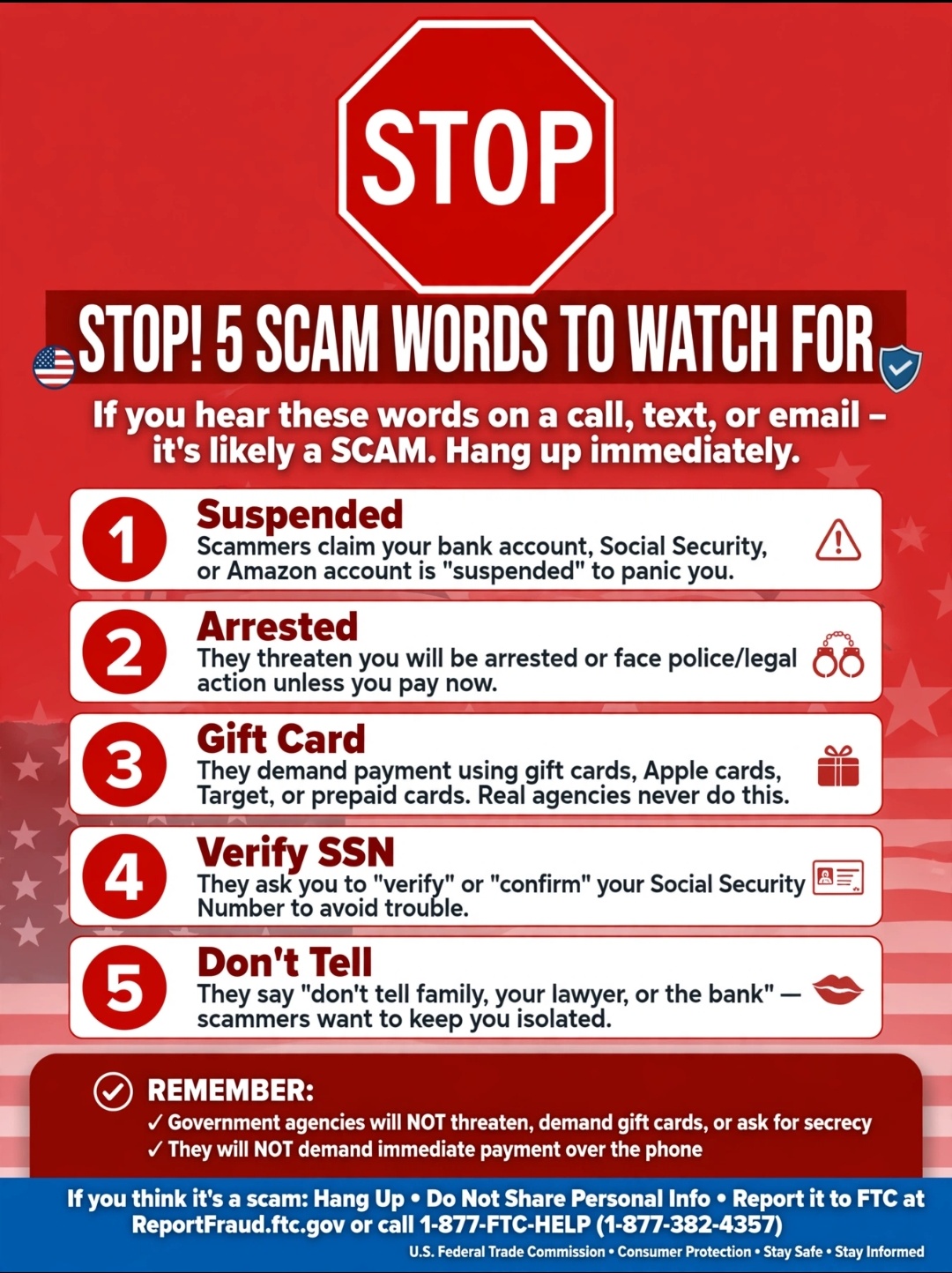 5 dangerous words social security scam call suspended arrested gift card