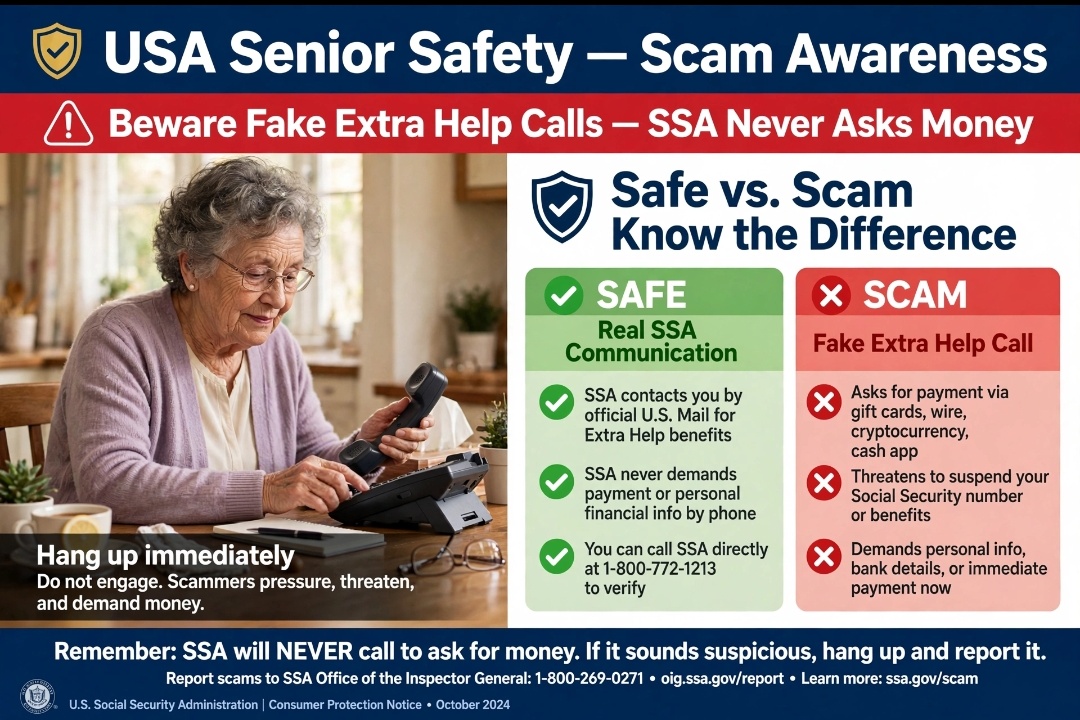 Extra Help scam calls warning SSA never asks for money