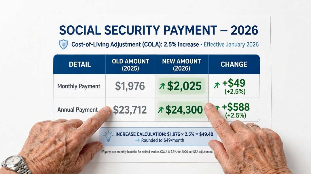 Elderly woman checking new COLA amount $2025 on ssa.gov myaccount on laptop